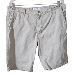 Calvin Klein Men's Beige Casual Shorts Size 36 100% Cotton Made in India**